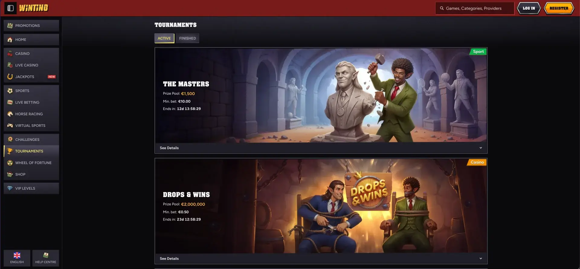 Wintino casino and sports tournaments