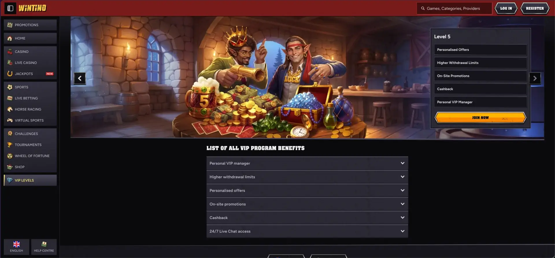 Wintino VIP Level 5 benefits